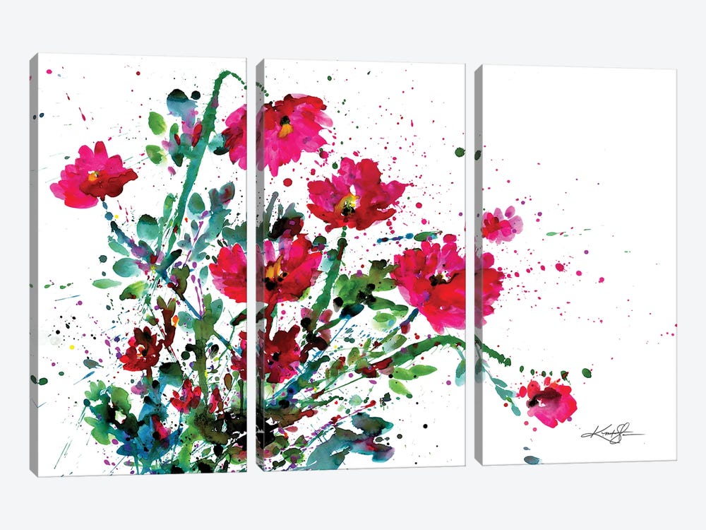 Flowers Make Me Happy 2 by Kathy Morton Stanion 3-piece Canvas Wall Art