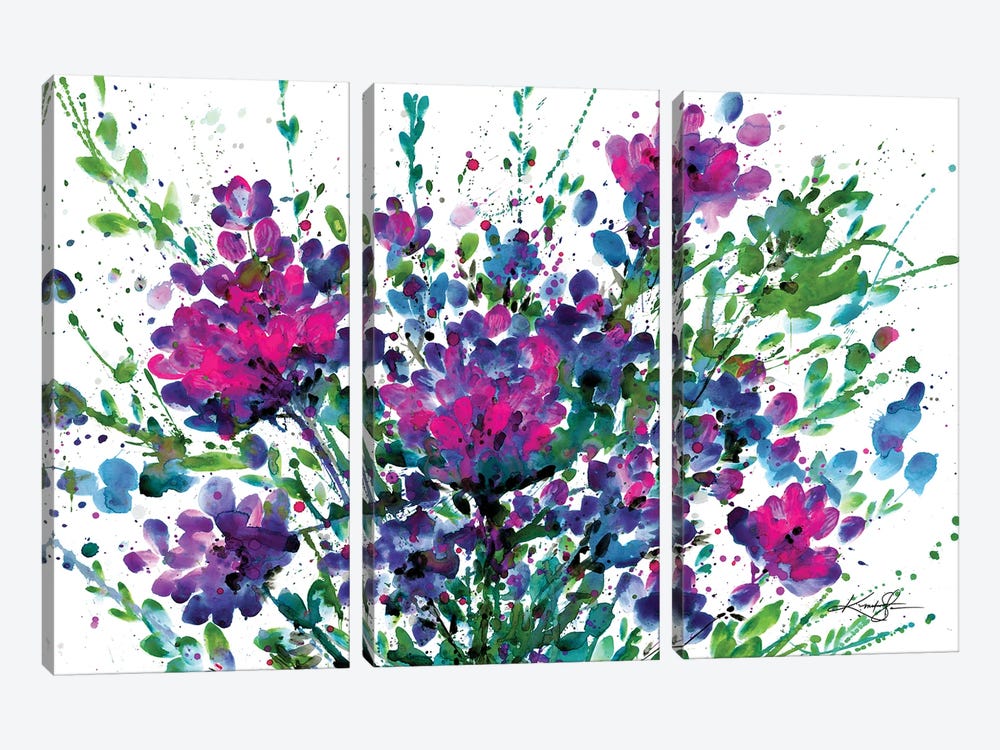 Flowers Make Me Happy 1 by Kathy Morton Stanion 3-piece Canvas Print