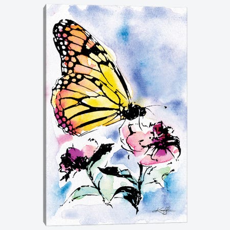 Butterfly With Flowers Canvas Print #KMS86} by Kathy Morton Stanion Art Print