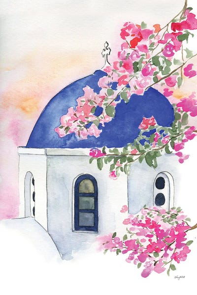 Blue Domed Church Santorini: Santorini by Kelsey McNatt
