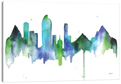 Blue Denver Skyline Canvas Art Print - Kelsey McNatt