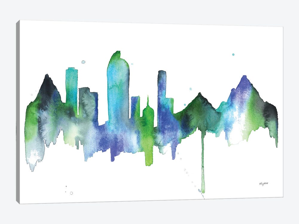 Blue Denver Skyline by Kelsey McNatt 1-piece Canvas Print
