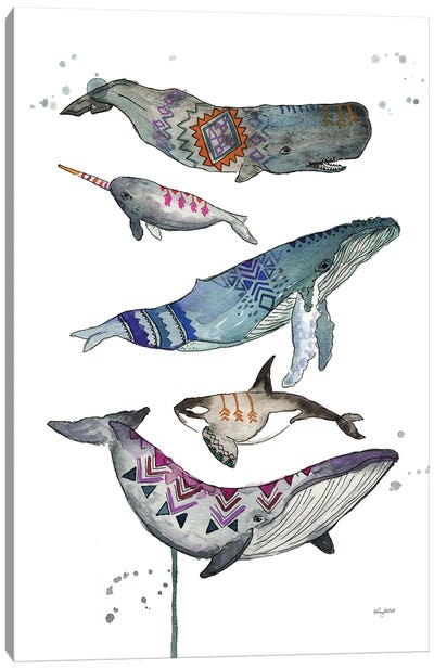 Tribal Whales Canvas Art Print - Kelsey McNatt