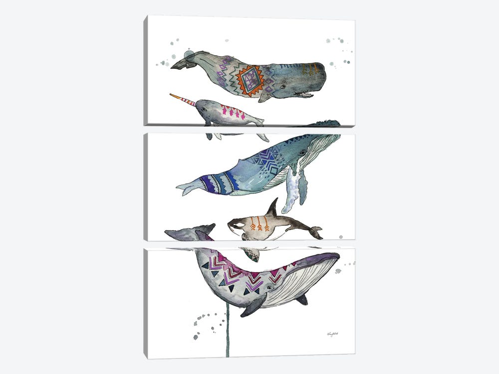 Tribal Whales by Kelsey McNatt 3-piece Canvas Art Print