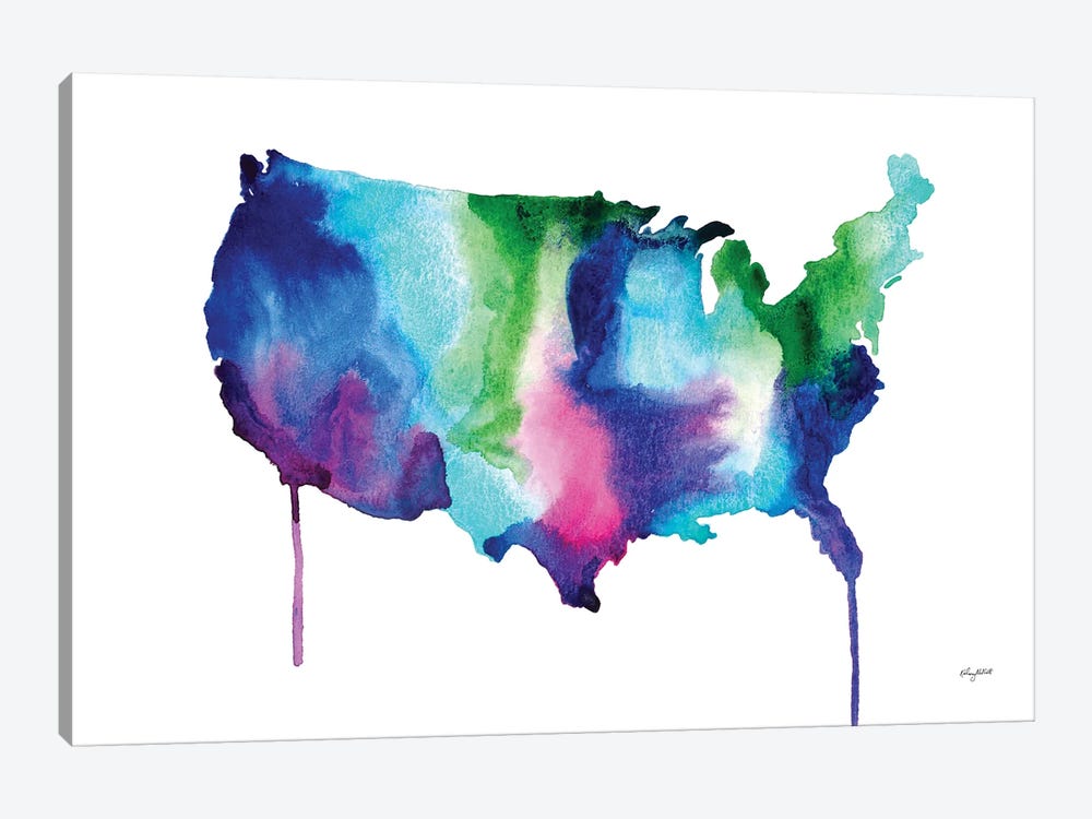 USA Map by Kelsey McNatt 1-piece Canvas Wall Art
