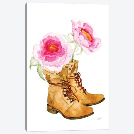Boots And Flowers Canvas Print #KMT14} by Kelsey McNatt Canvas Print