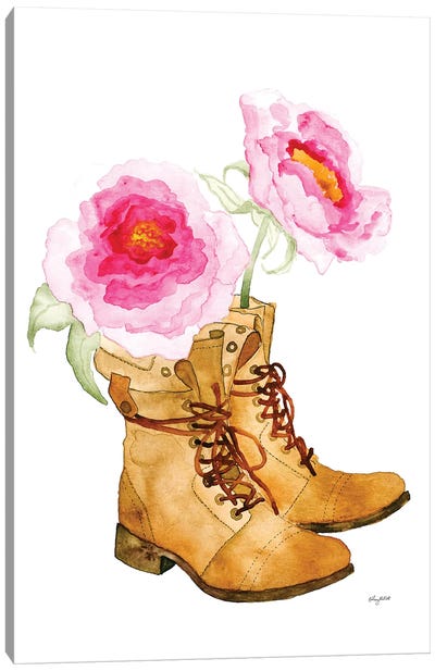 Boots And Flowers Canvas Art Print - Boots