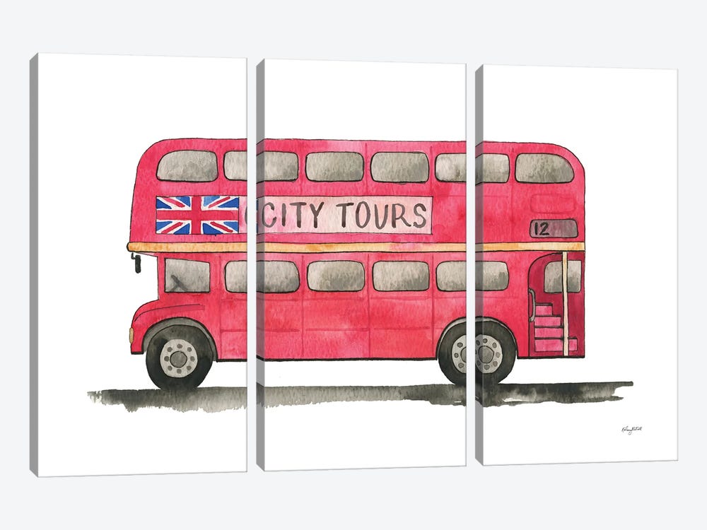Double Decker Bus by Kelsey McNatt 3-piece Canvas Print