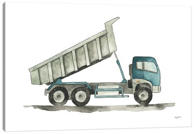Dump Truck Canvas Art Print - Kids Transportation Art