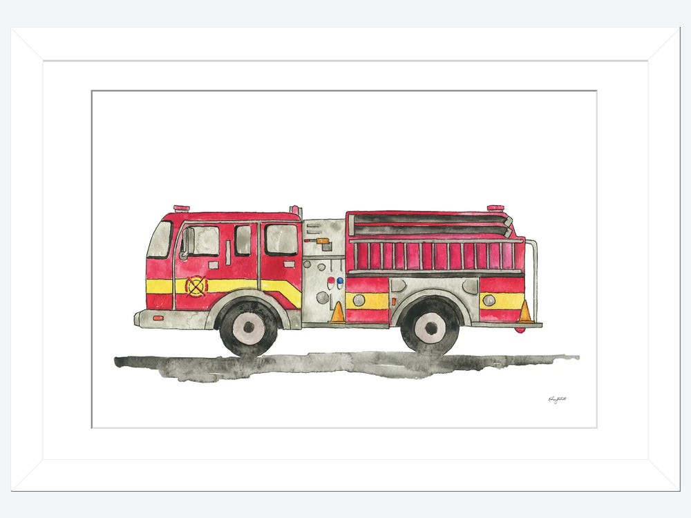 Fire Truck ( transportation > by Land > Trucks art) - 16x24x1