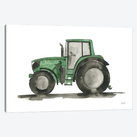 Green Tractor Canvas Print #KMT155} by Kelsey McNatt Canvas Wall Art