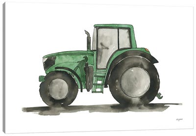 Green Tractor Canvas Art Print - Tractors