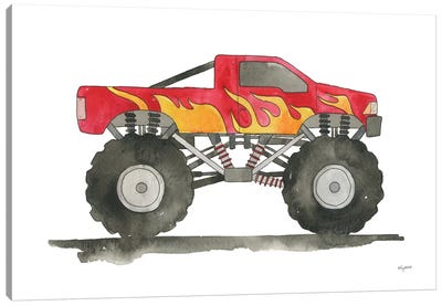 Monster Truck Canvas Art Print - Kids Transportation Art