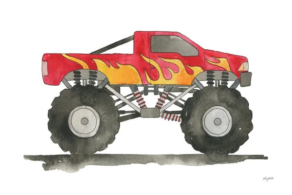 Kids Transportation Art: Monster Truck by Kelsey McNatt