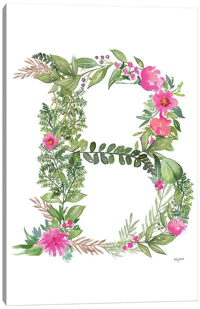 Botanical Letter B Canvas Art Print - Letter B