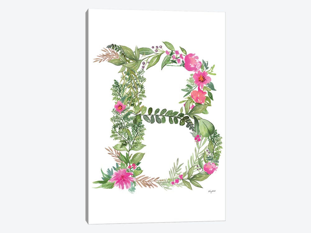 Botanical Letter B by Kelsey McNatt 1-piece Canvas Print