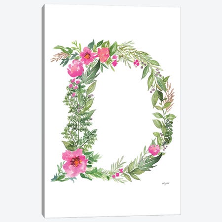 Botanical Letter D Canvas Print #KMT19} by Kelsey McNatt Canvas Art