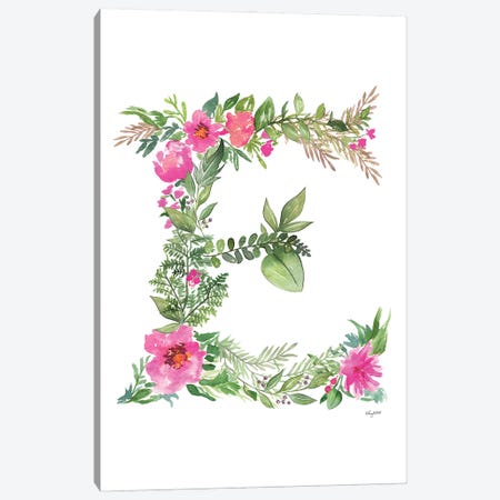 Botanical Letter E Canvas Print #KMT20} by Kelsey McNatt Art Print