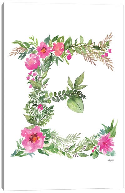 Botanical Letter E Canvas Art Print - Letter E