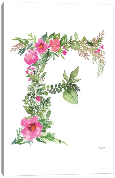 Botanical Letter F Canvas Art Print - Letter F