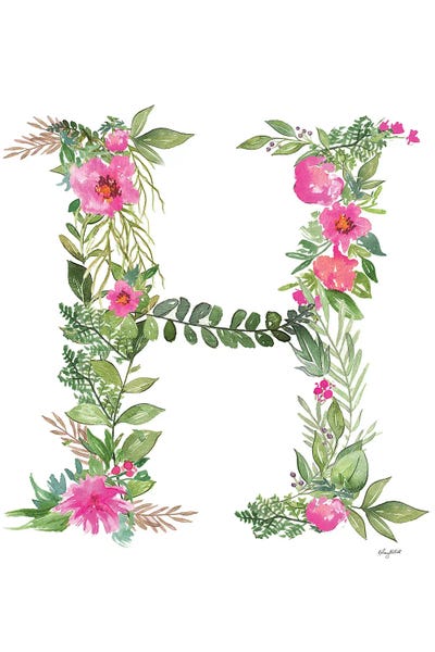 Botanical Letter H by Kelsey McNatt framed wall art