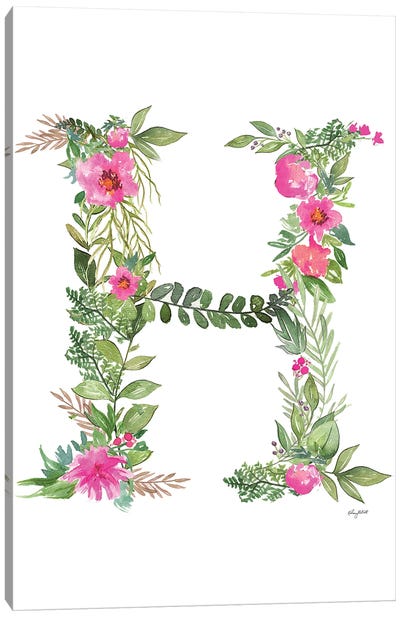 Botanical Letter H Canvas Art Print - Letter H