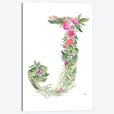 Botanical Letter J Canvas Print #KMT25} by Kelsey McNatt Canvas Wall Art