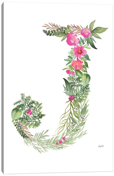 Botanical Letter J Canvas Art Print - Kelsey McNatt