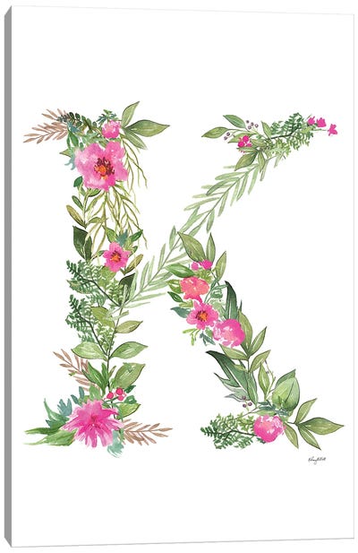Botanical Letter K Canvas Art Print - Kelsey McNatt