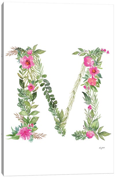 Botanical Letter M Canvas Art Print - Letter M