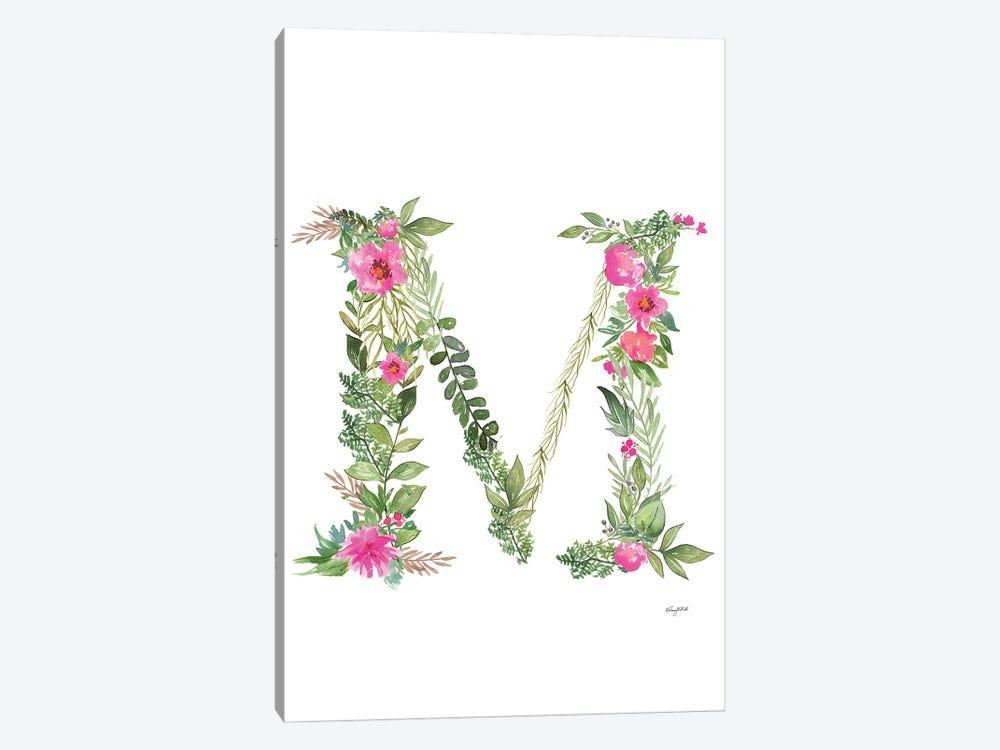 Botanical Letter M by Kelsey McNatt 1-piece Canvas Art Print