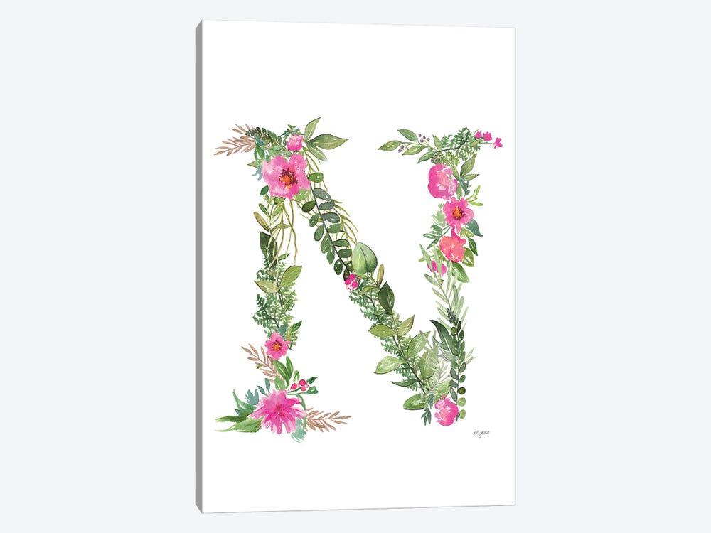 Botanical Letter N by Kelsey McNatt 1-piece Canvas Wall Art