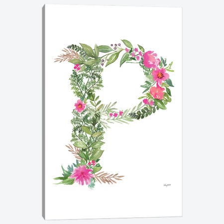 Botanical Letter P Canvas Print #KMT31} by Kelsey McNatt Canvas Art