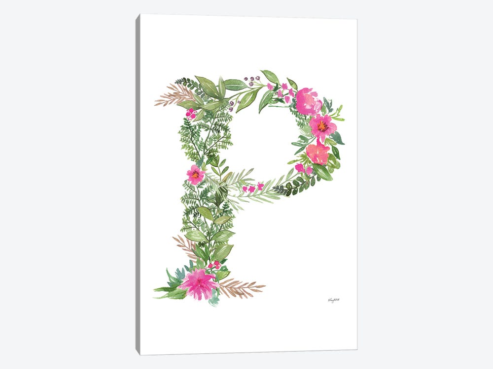 Botanical Letter P by Kelsey McNatt 1-piece Art Print