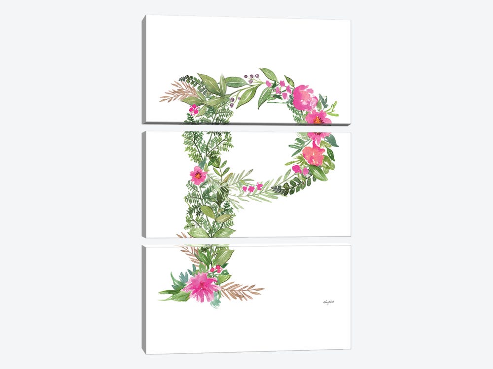 Botanical Letter P by Kelsey McNatt 3-piece Canvas Print