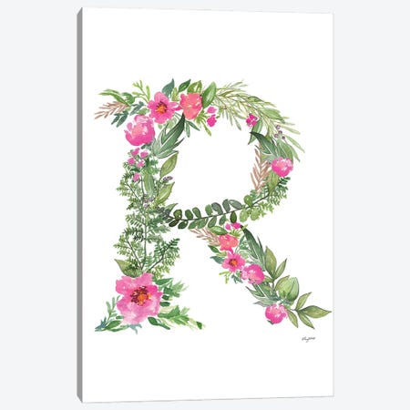Botanical Letter R Canvas Print #KMT33} by Kelsey McNatt Canvas Art