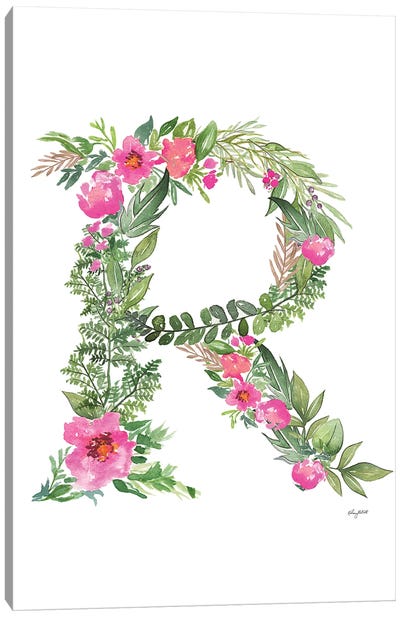 Botanical Letter R Canvas Art Print - Letter R