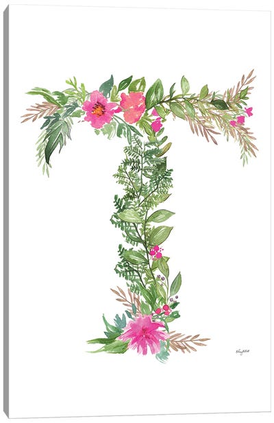 Botanical Letter T Canvas Art Print - Letter T