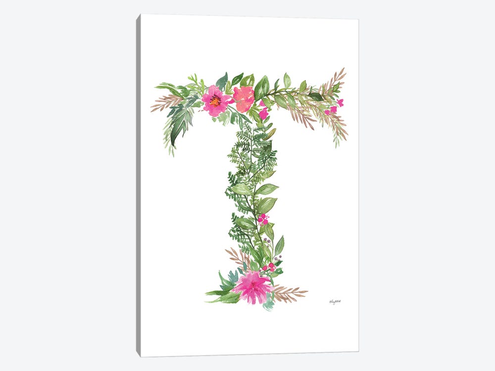 Botanical Letter T by Kelsey McNatt 1-piece Canvas Print