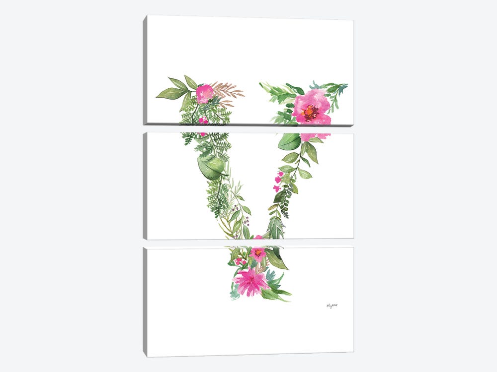 Botanical Letter V by Kelsey McNatt 3-piece Canvas Art Print