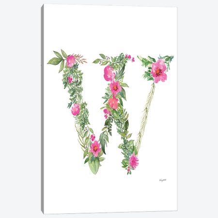 Botanical Letter W Canvas Print #KMT38} by Kelsey McNatt Canvas Wall Art