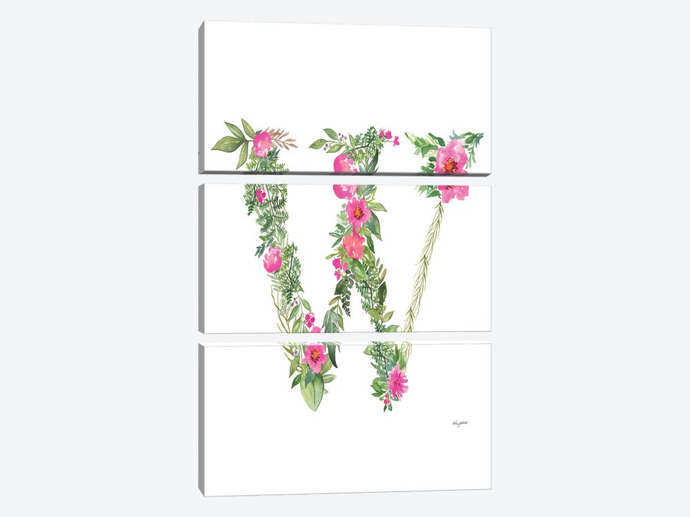 Botanical Letter W by Kelsey McNatt 3-piece Canvas Wall Art