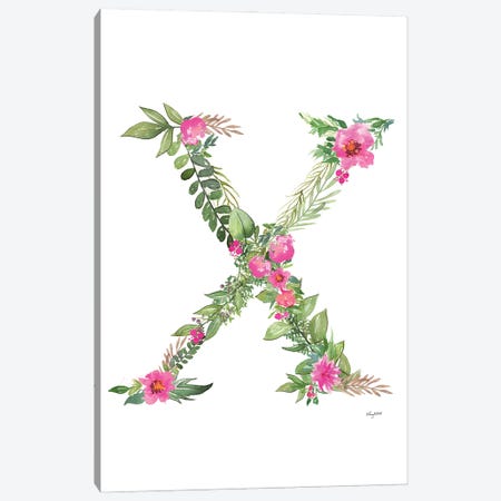 Botanical Letter X Canvas Print #KMT39} by Kelsey McNatt Canvas Artwork