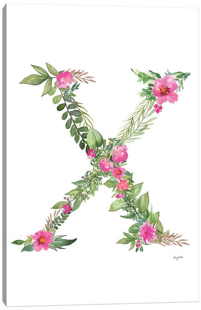 Botanical Letter X Canvas Art Print - Kelsey McNatt