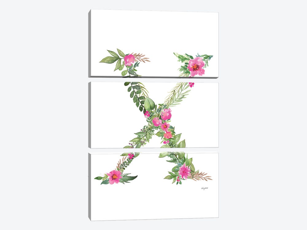 Botanical Letter X by Kelsey McNatt 3-piece Canvas Art Print