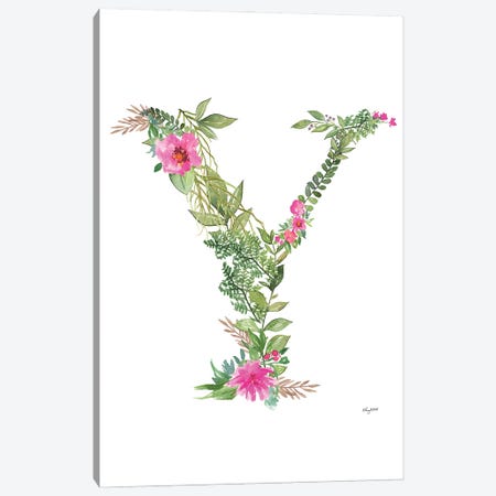 Botanical Letter Y Canvas Print #KMT40} by Kelsey McNatt Art Print