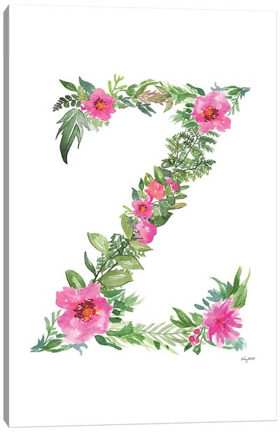 Botanical Letter Z Canvas Art Print - Kelsey McNatt