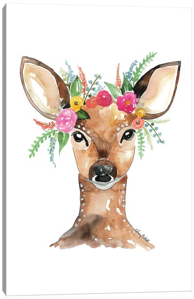 Flower Crown Deer Canvas Art Print - Kelsey McNatt