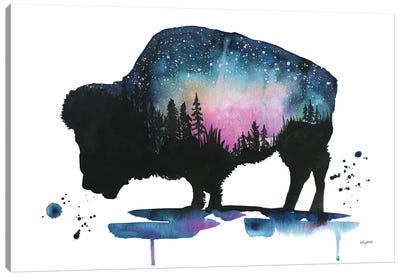 Galaxy Bison Canvas Art Print - Bison & Buffalo Art