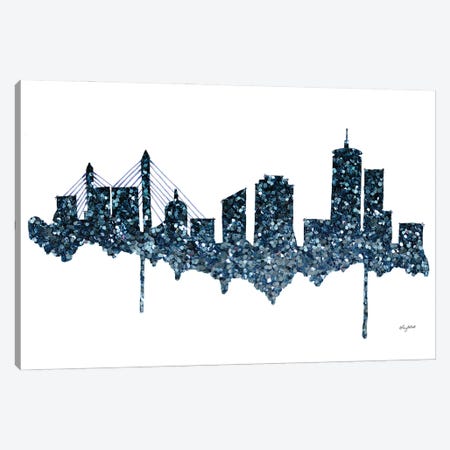 Glitter Boston Skyline Canvas Print #KMT70} by Kelsey McNatt Canvas Artwork